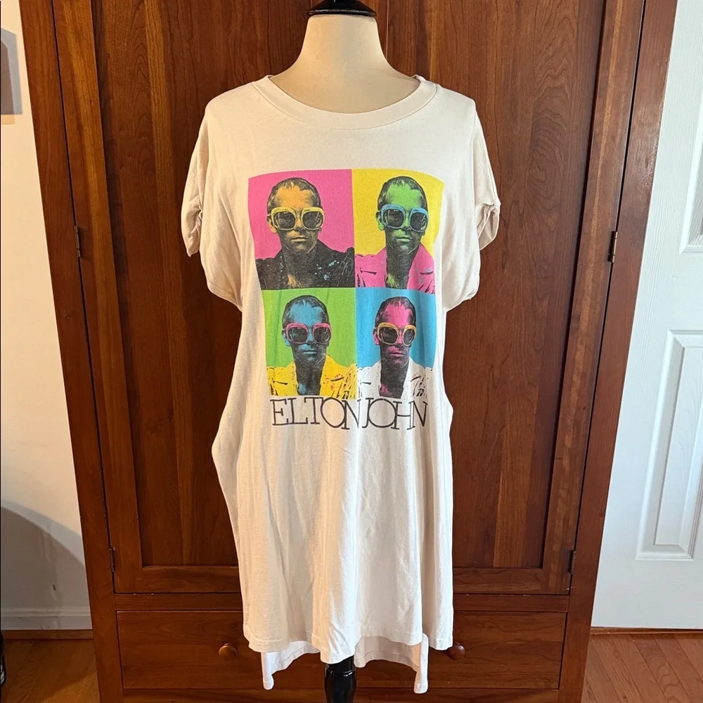 Free People x Daydreamer Elton John High Low Tee - Picture 2 of 5